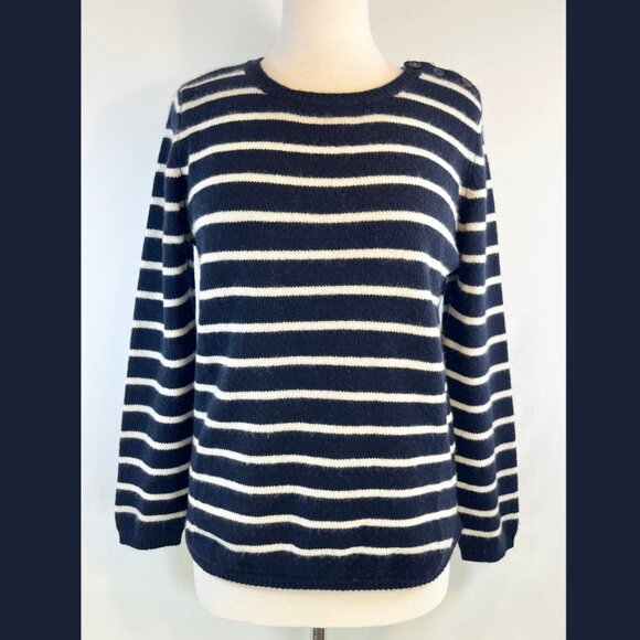 Chinti and Parker Blue and White Striped Cashmere Sweater - Size M - Picture 1 of 14